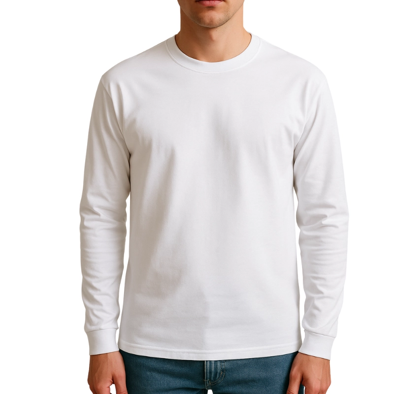 Remera mangas largas blanca básica y cómoda para trabajo