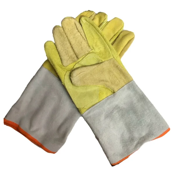 Par de guantes descarne americano de cuero con puño largo para trabajo pesado