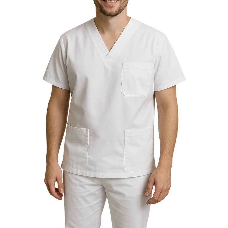 Ambo médico blanco profesional y de alta higiene para personal de salud