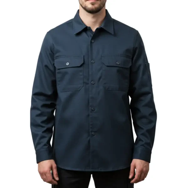 Camisa de trabajo azul marino para uniforme profesional