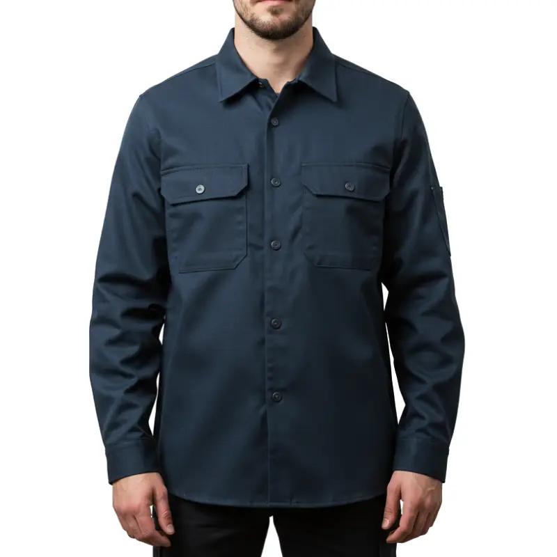 Camisa de trabajo azul marino para uniforme profesional