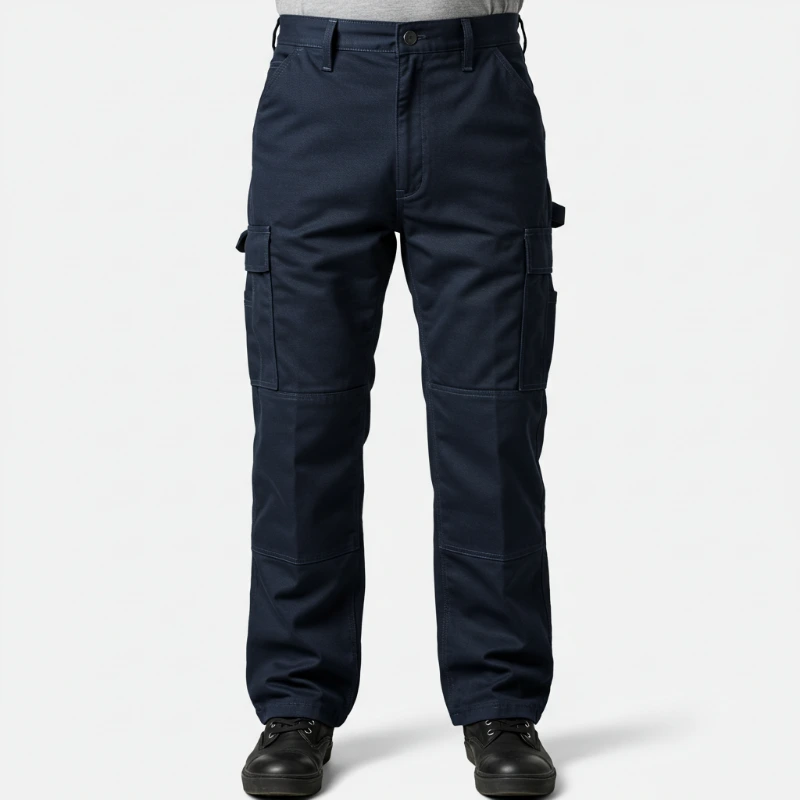 Pantalón cargo de trabajo azul marino con bolsillos laterales para uniforme