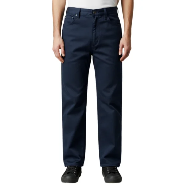 Pantalón de trabajo liso azul marino resistente para uniforme laboral