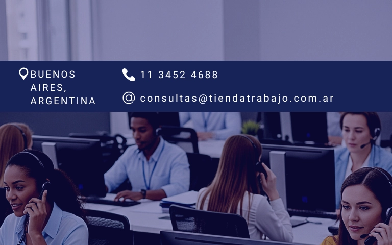 Banner móvil Contacto: Contacta a Tienda Trabajo para soporte y preguntas.