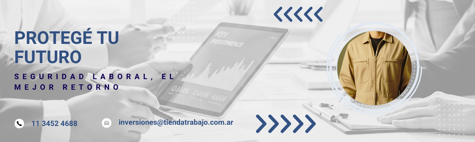 Banner principal Inversiones: Invierte en la calidad y durabilidad de la indumentaria laboral y seguridad para tu equipo con Tienda Trabajo.